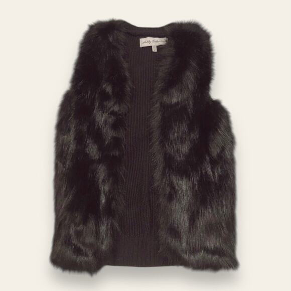 Sebby Collection Faux Fur Black Vest Cardigan - Picture 1 of 10
